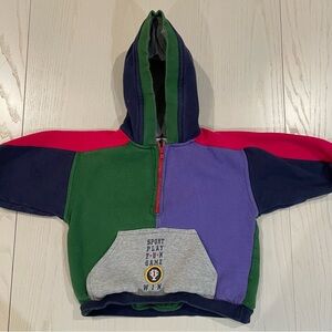 Vintage Gymboree 90s Colorblock Sporty 1/4 Zip Hoodie - Small 18M 2T